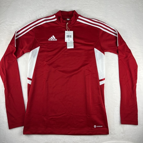 Adidas Activewear Top Mens Small Red 1/4 Zip High Neck Long Sleeve - Picture 6 of 9